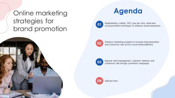 Agenda Online Marketing Strategies For Brand Promotion Ppt Microsoft