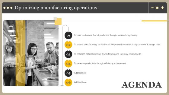 Agenda Optimizing Manufacturing Operations Ppt Show Example Introduction