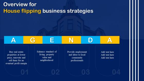 Agenda Overview For House Flipping Business Strategies Ppt Inspiration