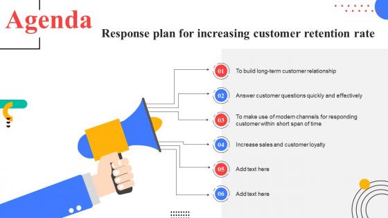Agenda Response Plan For Increasing Customer Retention Rate