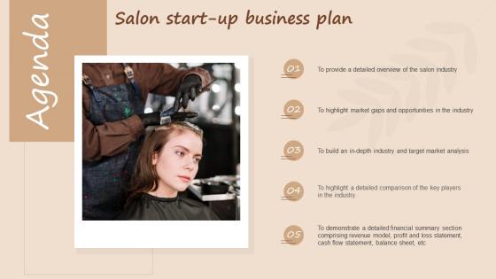 Agenda Salon Start Up Business Plan Ppt Infographics BP SS