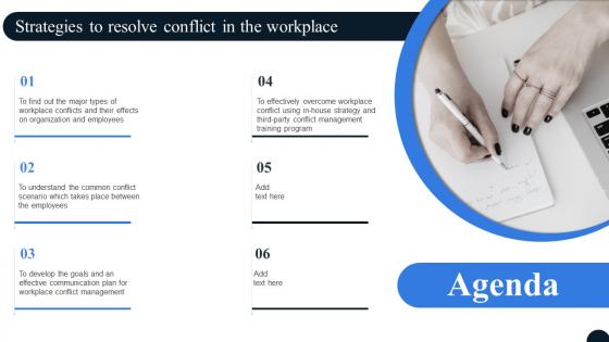 Agenda Strategies To Resolve Conflict In The Workplace