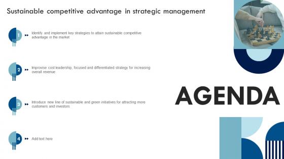 Agenda Sustainable Competitive Advantage In Strategic Management Ppt Icon Styles