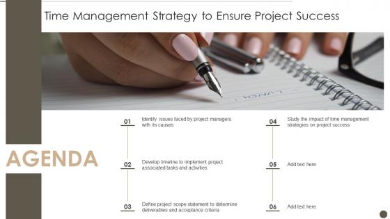 Agenda Time Management Strategy To Ensure Project Success Ppt Slides Background Images