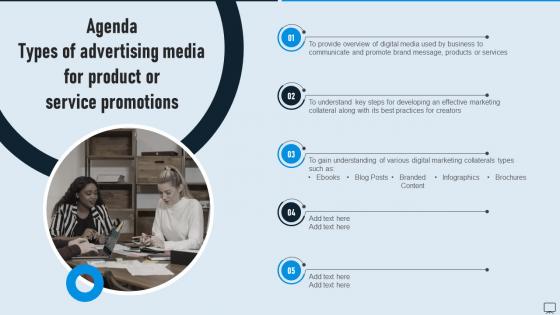 Agenda Types Of Advertising Media For Product Or Service MKT SS V