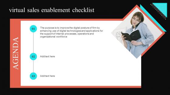 Agenda Virtual Sales Enablement Checklist Ppt Powerpoint Presentation File Slide