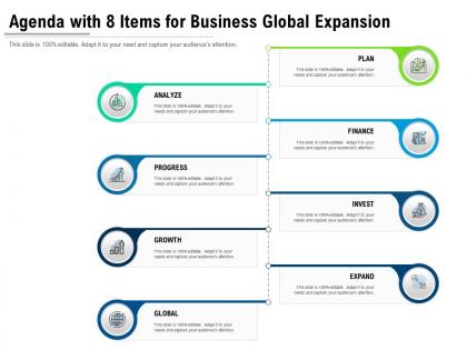 Agenda with 8 items for business global expansion