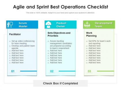 Agile and sprint best operations checklist
