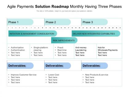 Agile payments solution roadmap monthly having three phases
