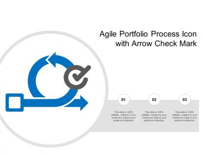 Agile portfolio process icon with arrow check mark