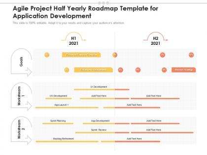 Agile project half yearly roadmap template for application development