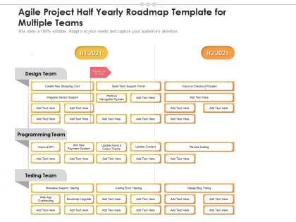 Agile project half yearly roadmap template for multiple teams