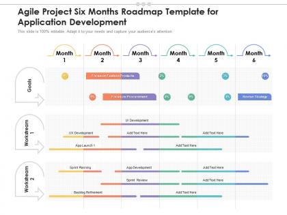 Agile project six months roadmap template for application development