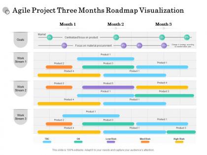 Agile project three months roadmap visualization