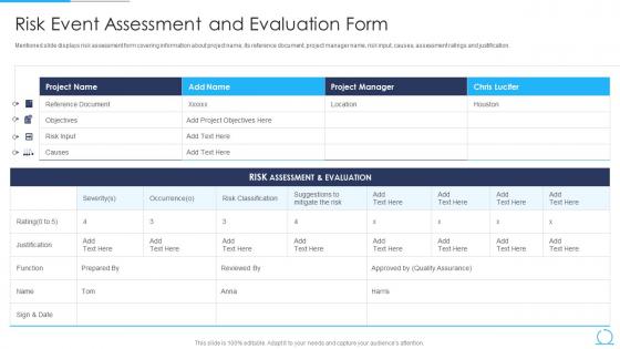 Agile Qa Model It Risk Event Assessment And Evaluation Form
