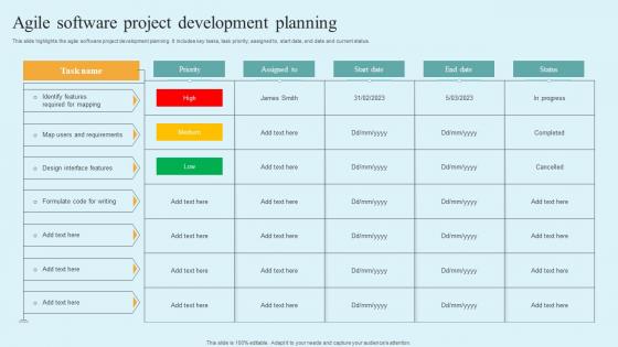 Agile Software Project Development Planning