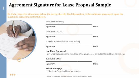 Agreement signature for lease proposal sample ppt powerpoint presentation diagrams
