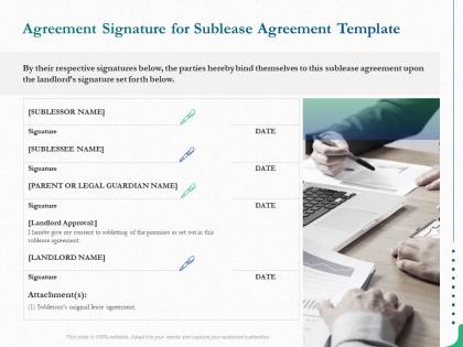 Agreement signature for sublease agreement template ppt powerpoint presentation slides picture