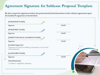 Agreement signature for sublease proposal template ppt powerpoint gallery