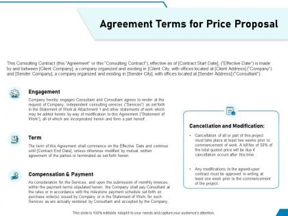 Agreement terms for price proposal ppt powerpoint presentation summary grid
