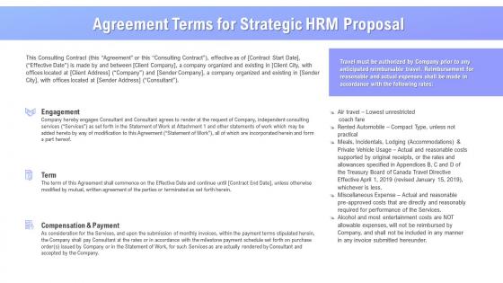 Agreement terms for strategic hrm proposal ppt powerpoint presentation gallery outfit