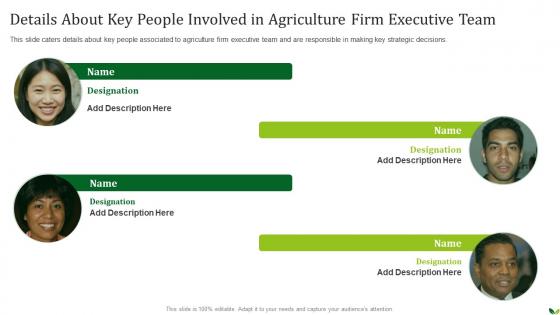 Agriculture Company Pitch Deck About Key People Involved In Agriculture Firm Executive
