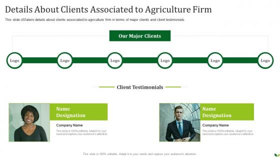 Agriculture Company Pitch Deck Details About Clients Associated To Agriculture Firm