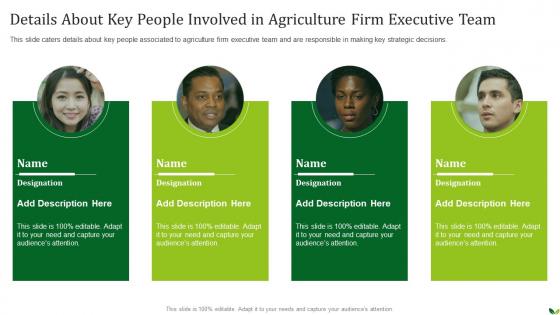 Agriculture Company Pitch Deck Key People Involved In Agriculture Firm Executive Team