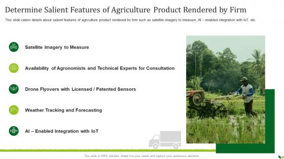Agriculture Company Pitch Deck Salient Features Of Agriculture Product Rendered By Firm