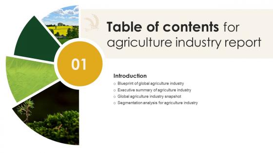 Agriculture Industry Report Outlook Table Of Contents Ppt Slides Infographic Template IR SS