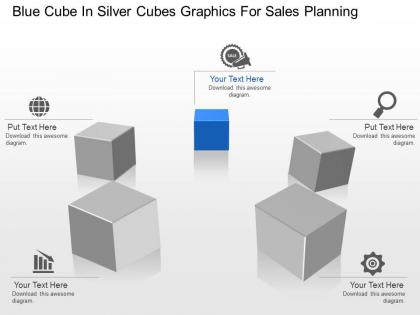 Ai blue cube in silver cubes graphics for sales planning powerpoint template slide