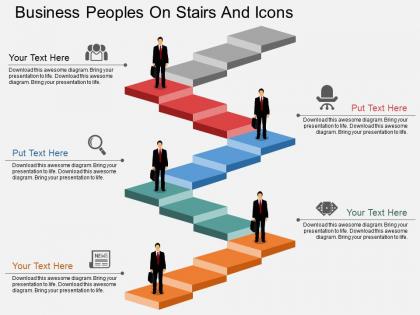 Ai business peoples on stairs and icons flat powerpoint design