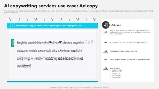 AI Copywriting Services Use Case Ad Copy AI Copywriting Tools AI SS V