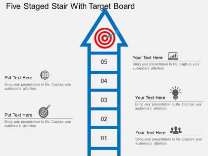 Ai five staged stair with target board flat powerpoint design