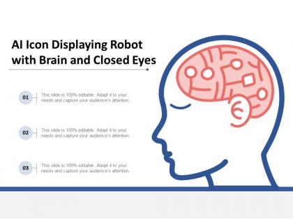 Ai icon displaying robot with brain and closed eyes