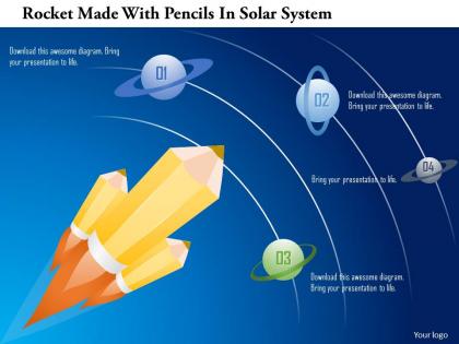 Ai rocket made with pencils in solar system powerpoint template