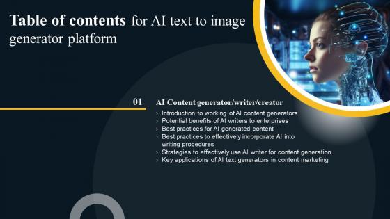 AI Text To Image Generator Platform Table Of Contents AI SS V