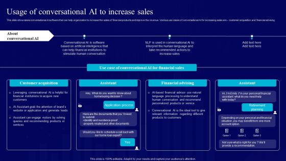AI Use Cases For Finance Usage Of Conversational AI To Increase Sales AI SS V