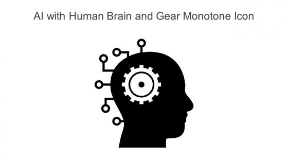 AI With Human Brain And Gear Monotone Icon In Powerpoint Pptx Png And Editable Eps Format