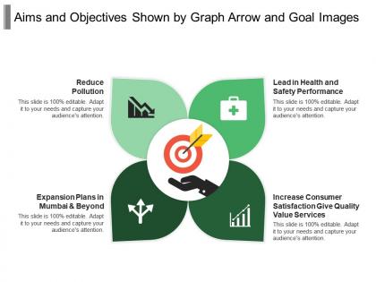 Aims and objectives shown by graph arrow and goal images