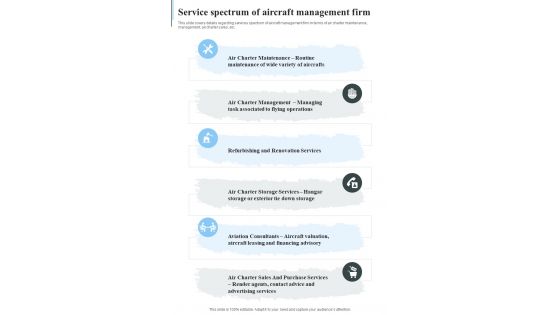 Air Passenger Career Sales Service Spectrum Of Aircraft Management Firm One Pager Sample Example Document