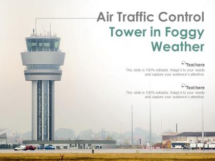Air traffic control tower in foggy weather