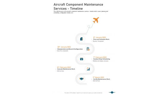 Aircraft Component Maintenance Services Timeline One Pager Sample Example Document