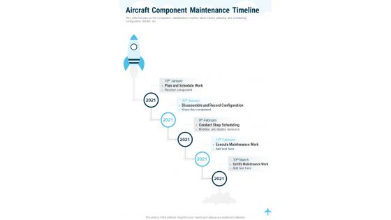 Aircraft Component Maintenance Timeline One Pager Sample Example Document