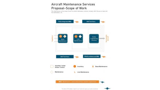 Aircraft Maintenance Services Proposal Scope Of Work One Pager Sample Example Document