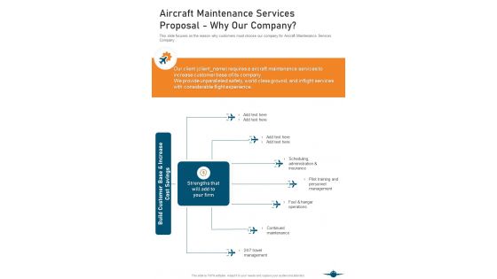 Aircraft Maintenance Services Proposal Why Our Company One Pager Sample Example Document