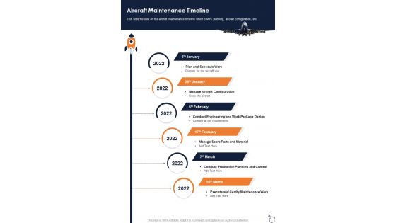 Aircraft Maintenance Timeline Business Aviation Service Proposal One Pager Sample Example Document