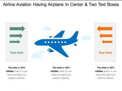 Airline aviation having airplane in center and two text boxes