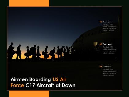 Airmen boarding us air force c17 aircraft at dawn