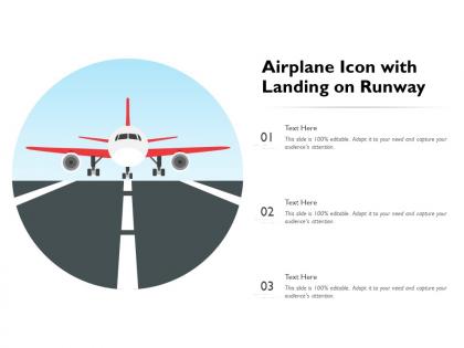 Airplane icon with landing on runway